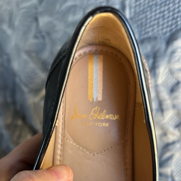 Sam Edelman Laurs platform Black leather Lug Sole Loafers w/Gold Accent Sz 7.5 - Picture 4 of 11